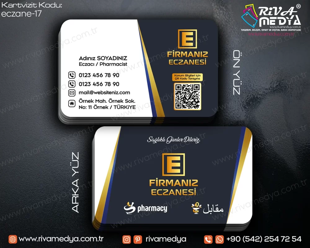 Altın Detaylı Eczane Kartvizit Örneği