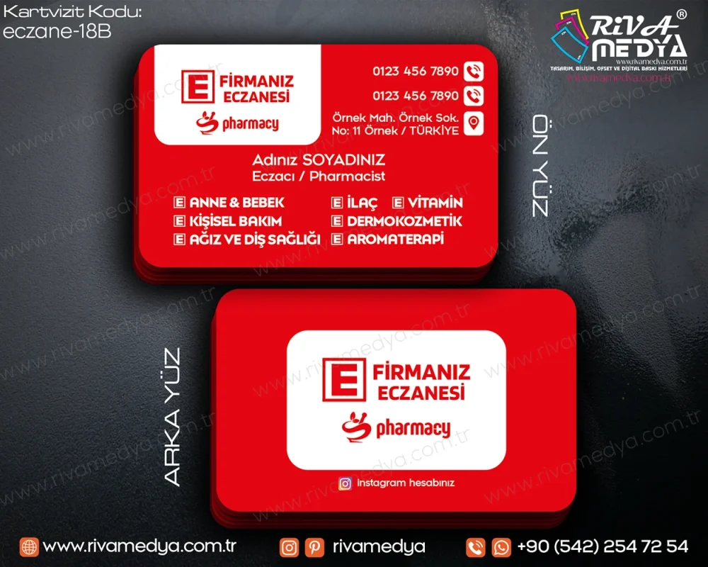 Kırmızı Eczacı Kartvizit Örneği